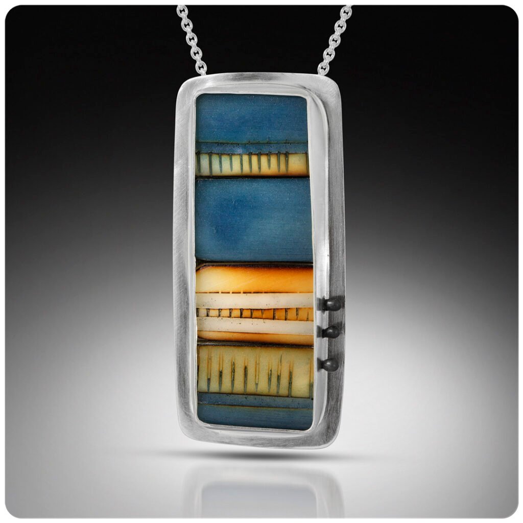 Long Rectangular Tagua Patchwork Pendant